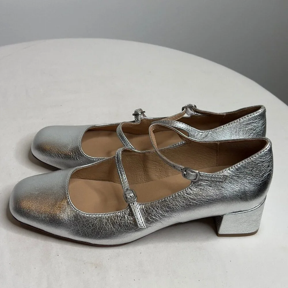 Madewell Silver Mary Jane Heels - Picture 3 of 13